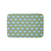 Blauw en geel trellis, rooster, quatrefoil badmat (Voorkant)