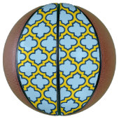 Blauw en geel trellis, rooster, quatrefoil basketbal (Verticaal)