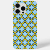Blauw en geel trellis, rooster, quatrefoil Case-Mate iPhone case (Achterkant)