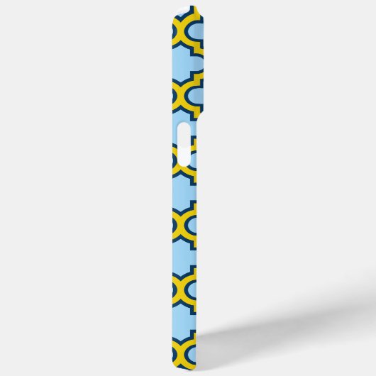 Blauw en geel trellis, rooster, quatrefoil Case-Mate iPhone case (Achterkant / Rechts)