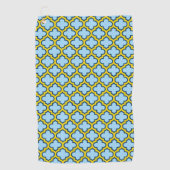 Blauw en geel trellis, rooster, quatrefoil golfhanddoek (Voorkant)