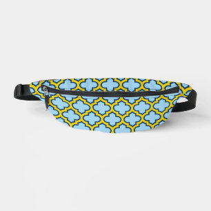 Blauw en geel trellis, rooster, quatrefoil heuptasje