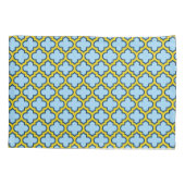 Blauw en geel trellis, rooster, quatrefoil kussensloop (Achterkant)