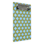 Blauw en geel trellis, rooster, quatrefoil mini klembord (Schuin)