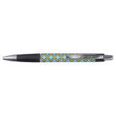 Blauw en geel trellis, rooster, quatrefoil pen (Achterkant)
