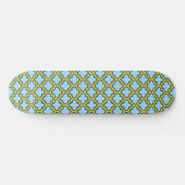 Blauw en geel trellis, rooster, quatrefoil persoonlijk skateboard (Horizontaal)