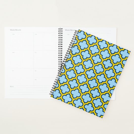Blauw en geel trellis, rooster, quatrefoil planner (Display)