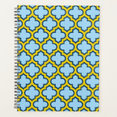 Blauw en geel trellis, rooster, quatrefoil planner (Voorkant)