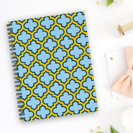Blauw en geel trellis, rooster, quatrefoil planner