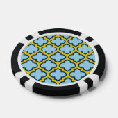 Blauw en geel trellis, rooster, quatrefoil poker chips (Enkel)