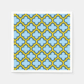 Blauw en geel trellis, rooster, quatrefoil servet (Voorkant)