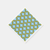 Blauw en geel trellis, rooster, quatrefoil servet (Hoek)