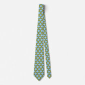 Blauw en geel trellis, rooster, quatrefoil stropdas (Voorkant)
