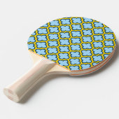 Blauw en geel trellis, rooster, quatrefoil tafeltennisbatje (Voorkant Gekanteld)
