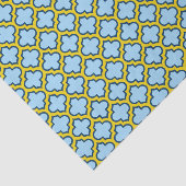 Blauw en geel trellis, rooster, quatrefoil tissuepapier (Detail)