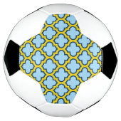 Blauw en geel trellis, rooster, quatrefoil voetbal (Gedraaid)