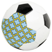 Blauw en geel trellis, rooster, quatrefoil voetbal (Drie kwart)