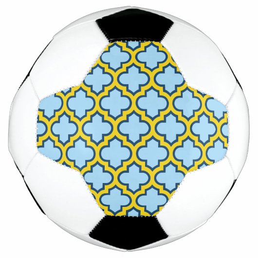 Blauw en geel trellis, rooster, quatrefoil voetbal (Voorkant)