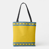 Blauw en geel tribiaal tote bag (Achterkant)