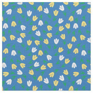 Blauw en geel tulpenpatroon - collectie stof