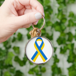 BLAUW- EN GEEL-URKANIAANSE RIBBON SLEUTELHANGER