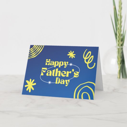 Blauw en Geel Vaderdag Kaart (Voorkant)