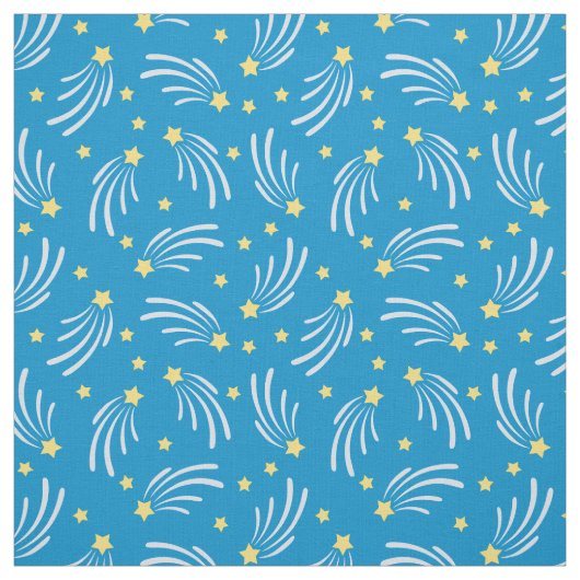 Blauw en geel vallende ster stof per meter (Swatch)