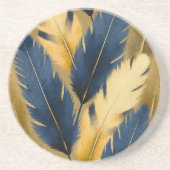 Blauw en geel veren zandsteen Onderzetter (Voorkant)