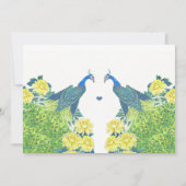 Blauw en Geel Vintage Pauw Huwelijksuitnodiging Kaart (Achterkant)