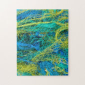 Blauw en geel Vist netten Legpuzzel (Verticaal)