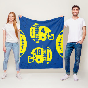 Blauw en Geel Voetbal Speldag Fleece Deken