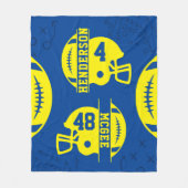 Blauw en Geel Voetbal Speldag Fleece Deken (Voorkant)
