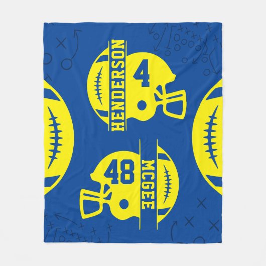 Blauw en Geel Voetbal Speldag Fleece Deken (Voorkant)