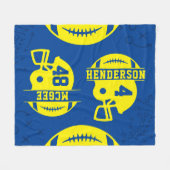 Blauw en Geel Voetbal Speldag Fleece Deken (Voorkant (Horizontaal))