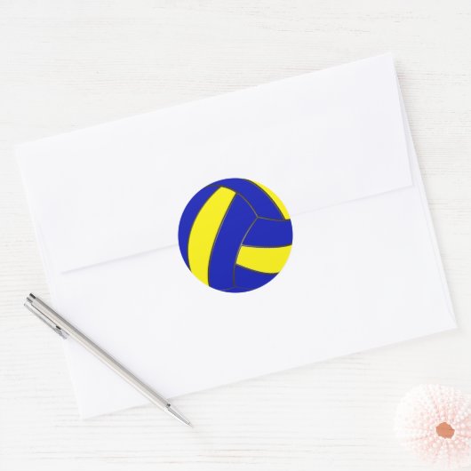 Blauw en Geel Volleybal Stickers (Envelop)