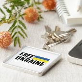 BLAUW- EN GEEL VRIJ OEKRAÏNE SLEUTELHANGER (Zijkant)