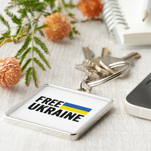 BLAUW- EN GEEL VRIJ OEKRAÏNE SLEUTELHANGER (Zijkant)