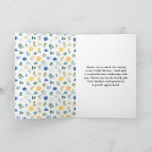 Blauw en geel Vrijgezellenfeest Bedankkaart (Binnen)