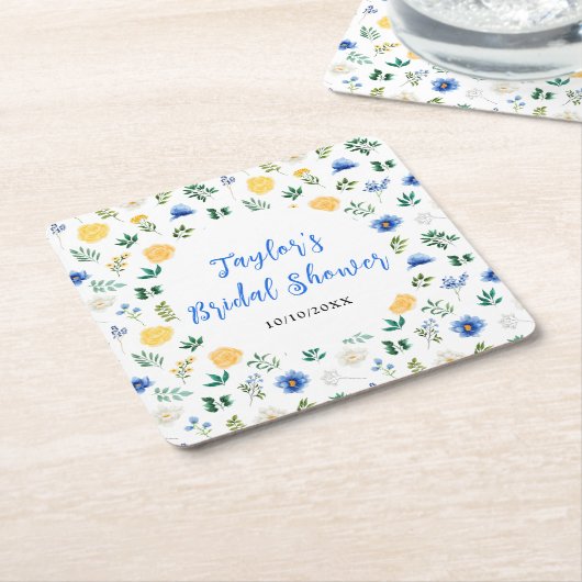 Blauw en geel Vrijgezellenfeest Kartonnen Onderzetters (Schuin)