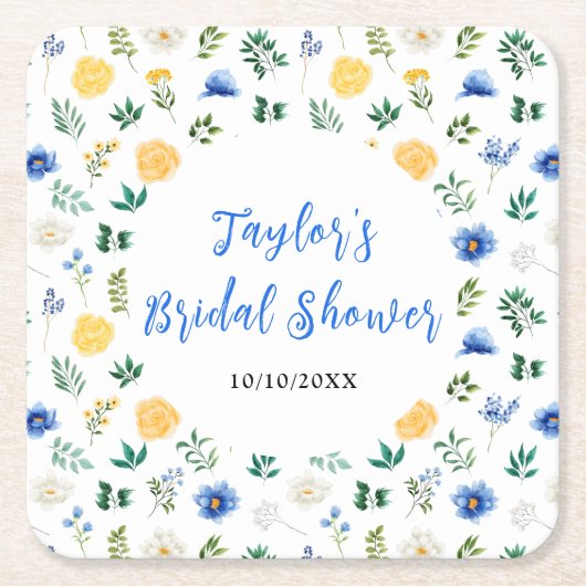 Blauw en geel Vrijgezellenfeest Kartonnen Onderzetters (Voorkant)