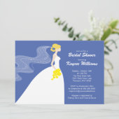 Blauw en geel Vrijgezellenfeest van de Bride nodig Kaart (Staand voorkant)