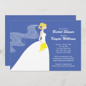 Blauw en geel Vrijgezellenfeest van de Bride nodig Kaart (Voorkant / Achterkant)