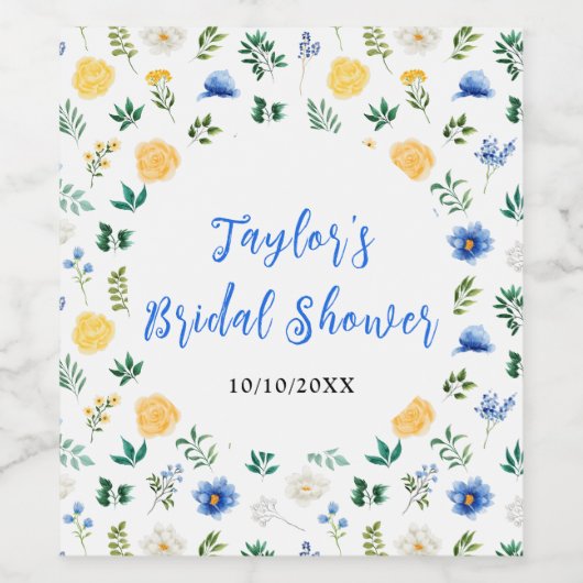 Blauw en geel Vrijgezellenfeest Wijn Etiket (Enkel label)