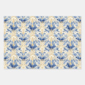 BLAUW EN GEEL WATERVERF DAMASK CADEAU INPAKPAPIER VEL (Voorkant 3)