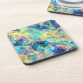 Blauw en geel weefsel drankjes onderzetter (Linkerzijde)