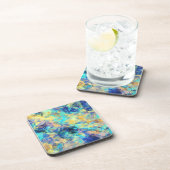 Blauw en geel weefsel drankjes onderzetter (Rechterzijde)