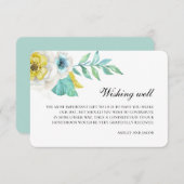 Blauw en geel wensen het goed. Bloemenbruiloft Informatiekaartje (Voorkant / Achterkant)