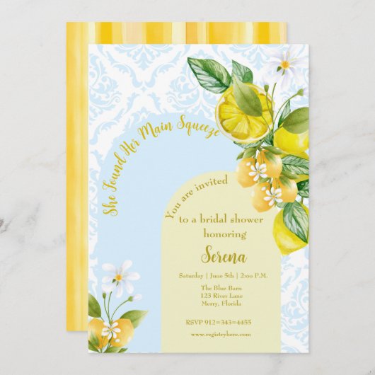 Blauw en Geel Ze vond haar Main Squeeze Kaart (Voorkant / Achterkant)