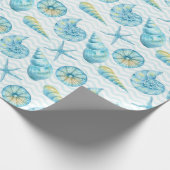 Blauw en geel Zee Cadeaupapier (Hoek)