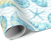 Blauw en geel Zee Cadeaupapier (Rol Hoek)